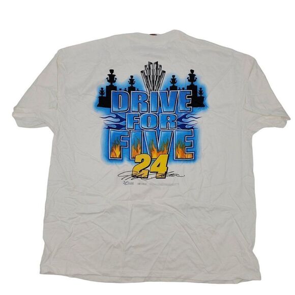 Jeff Gordon T Shirt Chase Authentics Drive For 5 White Blue Size 2XL - Picture 1 of 6